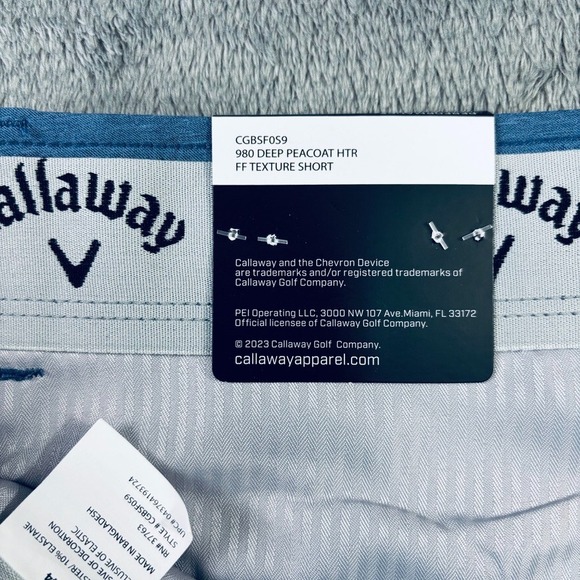 Callaway Performance Golf Shorts Mens 44 Blue Opti-Dri Stretch Media‎ Pocket NWT - Picture 8 of 16